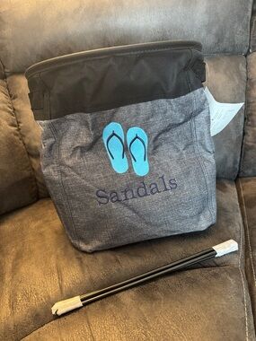 Medium Stand Tall Bin - Charcoal Crosshatch w/Sandals Embroidery